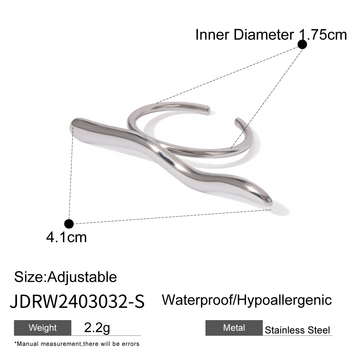 Thin adjustable gold and silver minimalist ring (1.75cm inner diameter) by Arza Accessories - waterproof everyday jewelry 19