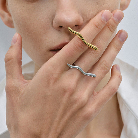 Thin adjustable gold and silver minimalist ring (1.75cm inner diameter) by Arza Accessories - waterproof everyday jewelry 