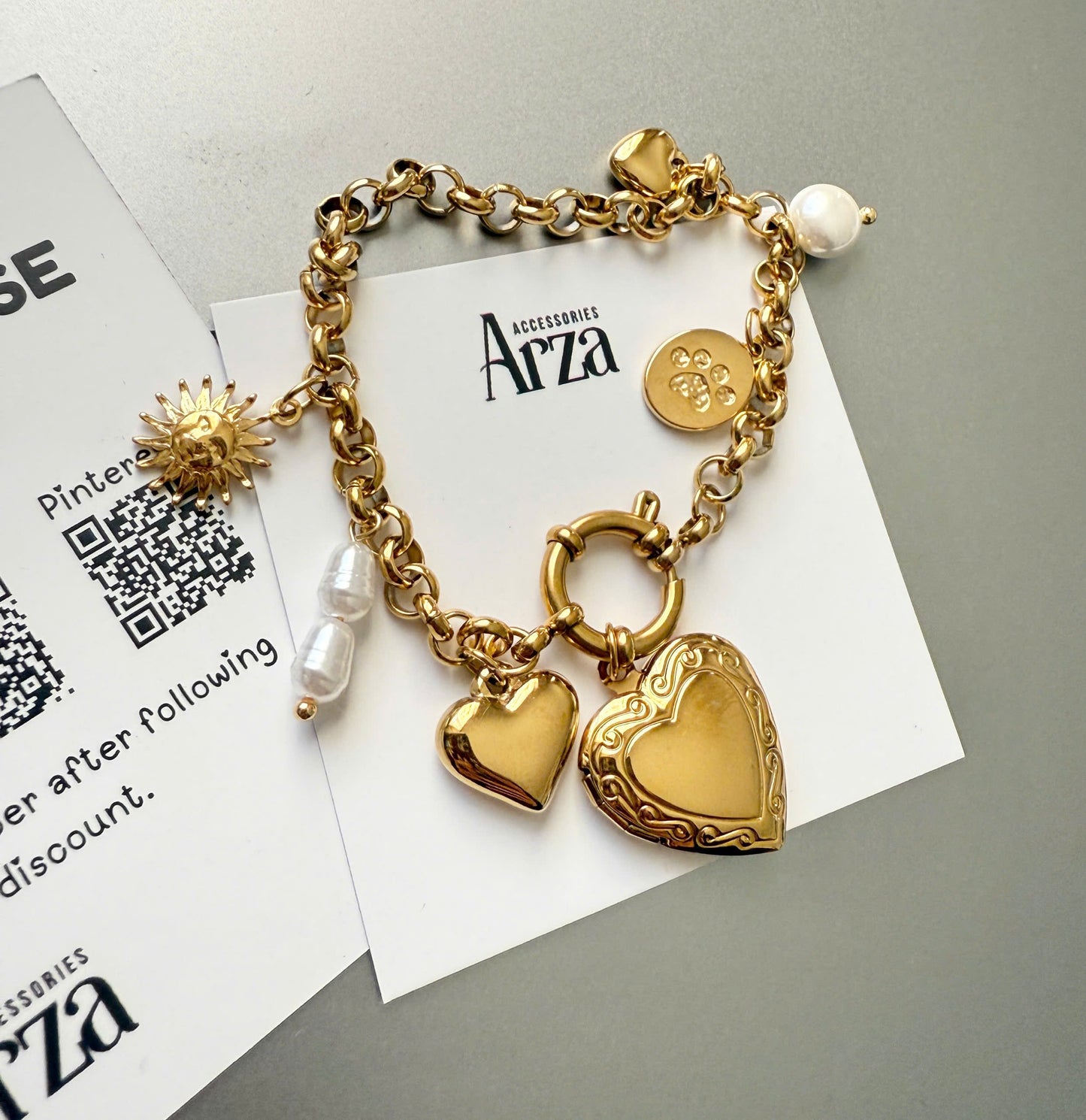 Personalized Bracelets for Women | Gold Bold Heart Charm Adjustable Size | Everyday & Gift Wear | Arza Accessories
