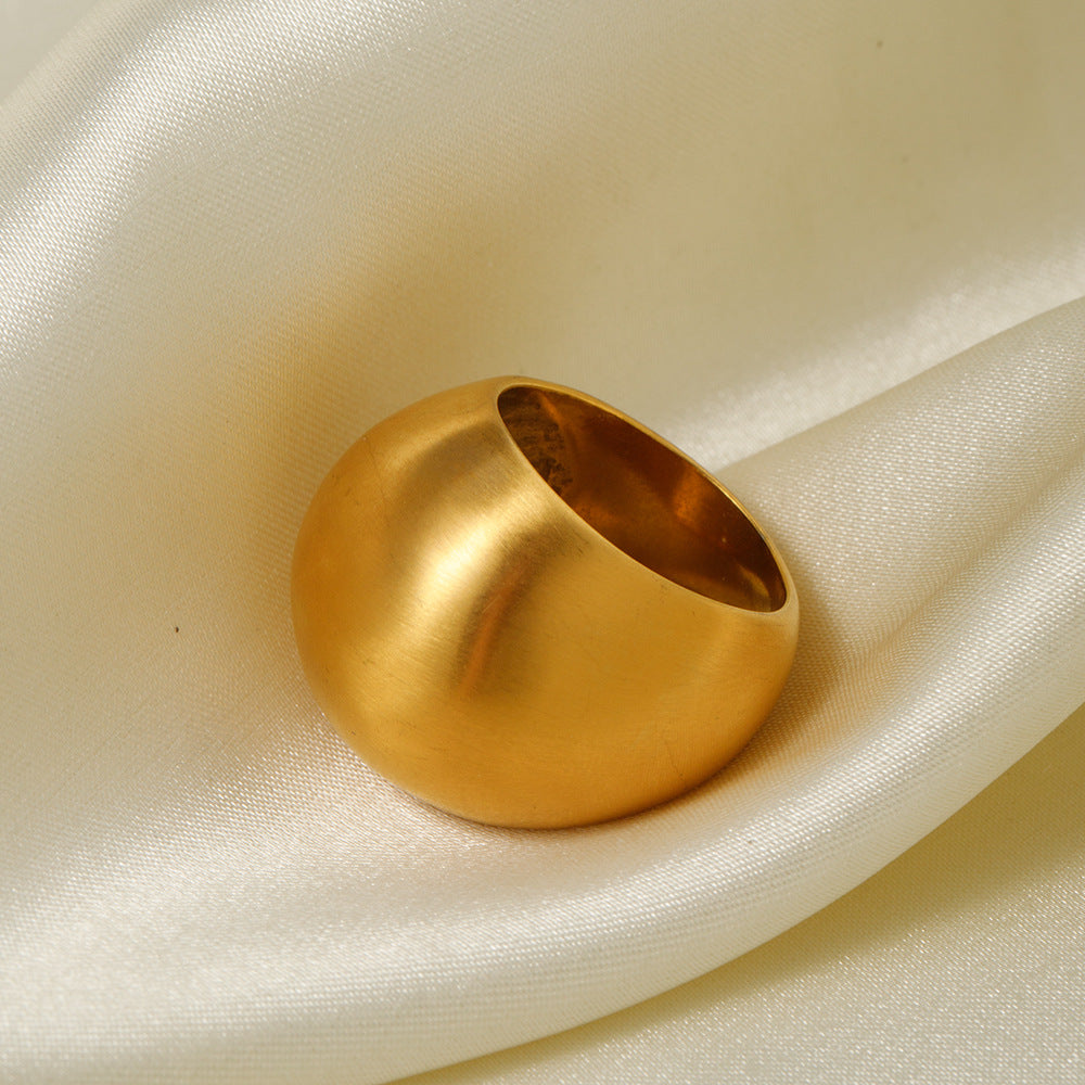 Adjustable chunky gold bead statement ring (2.16cm wide, size 6-9, 17.03g) - bold wide band jewelry by Arza Accessories Australia - 2
