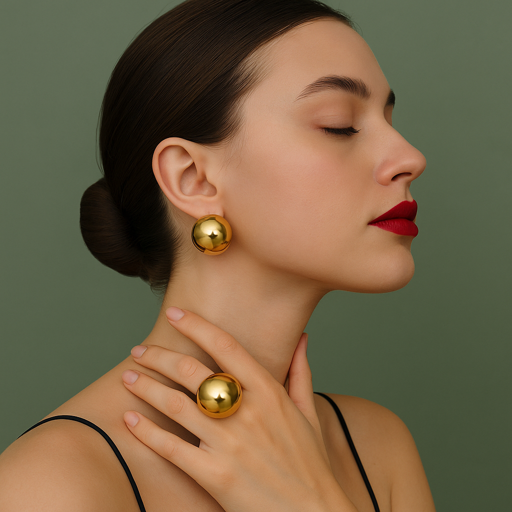 Chunky gold statement ring with bold round design (2.74cm width, 1.8cm inner diameter) - everyday and party jewelry by Arza Accessories Australia -1 8
