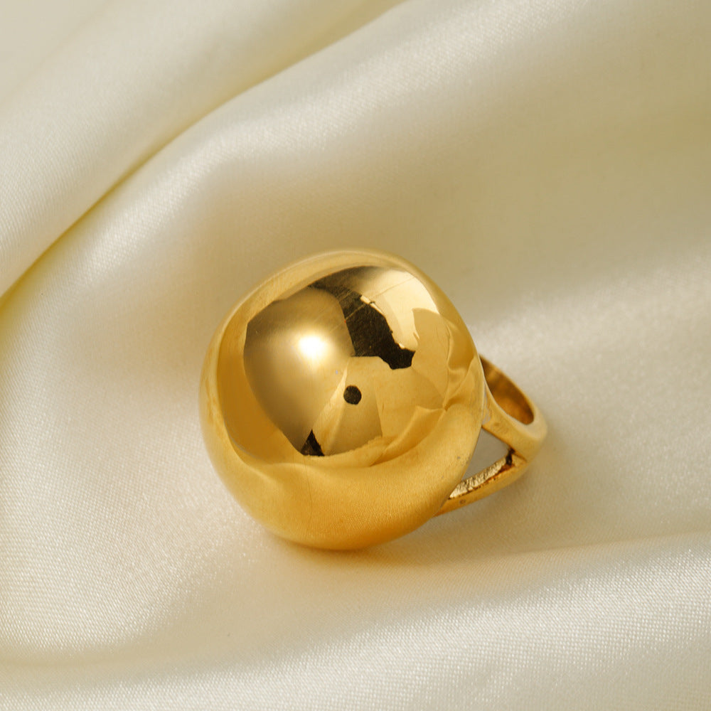 Chunky gold statement ring with bold round design (2.74cm width, 1.8cm inner diameter) - everyday and party jewelry by Arza Accessories Australia - 9 