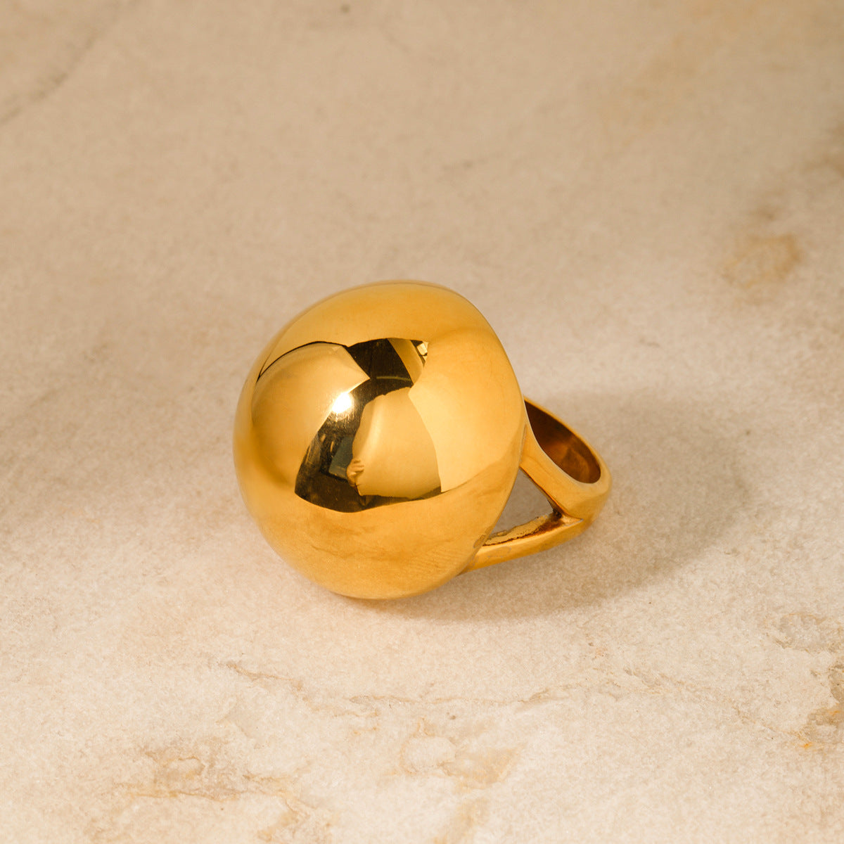 Chunky gold statement ring with bold round design (2.74cm width, 1.8cm inner diameter) - everyday and party jewelry by Arza Accessories Australia - 7 