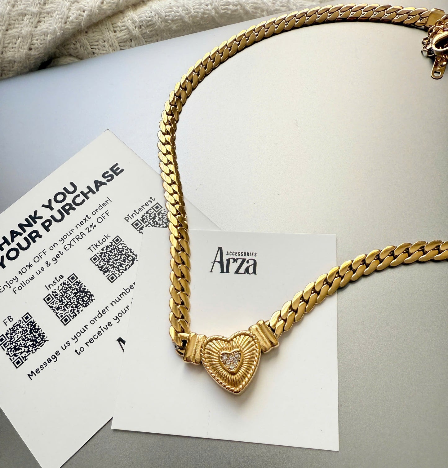 Gold-Tone Stainless Steel Heart Pendant Choker Necklace _ Trendy Minimalist Everyday & Party Jewelry _ Arza Accessories