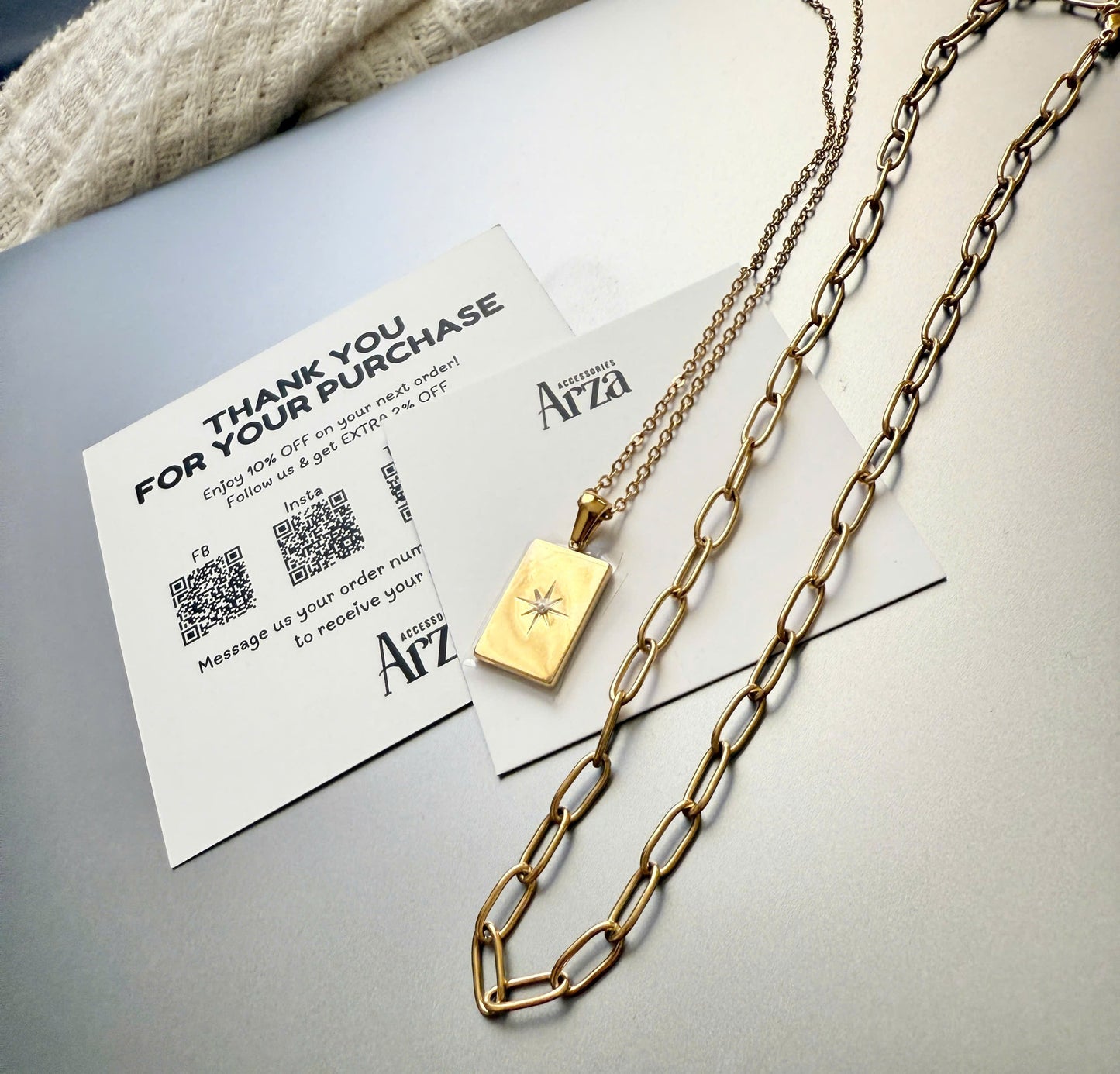 Trendy Gold Necklaces with Rectangular Charm for Women's Everyday Wear & Parties | Arza Accessories