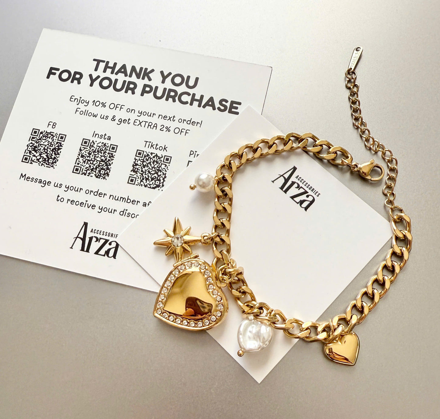 Bohemian Bracelets for Women | Gold Bold Heart Charm Adjustable Size | Everyday & Gift Wear | Arza Accessories