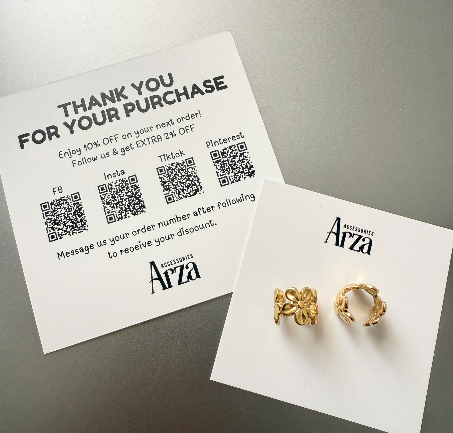 Floral gold-tone ear cuff for women - 1.22cm no-piercing boho jewelry, hypoallergenic stainless steel (3.6g) | Arza Accessories 38