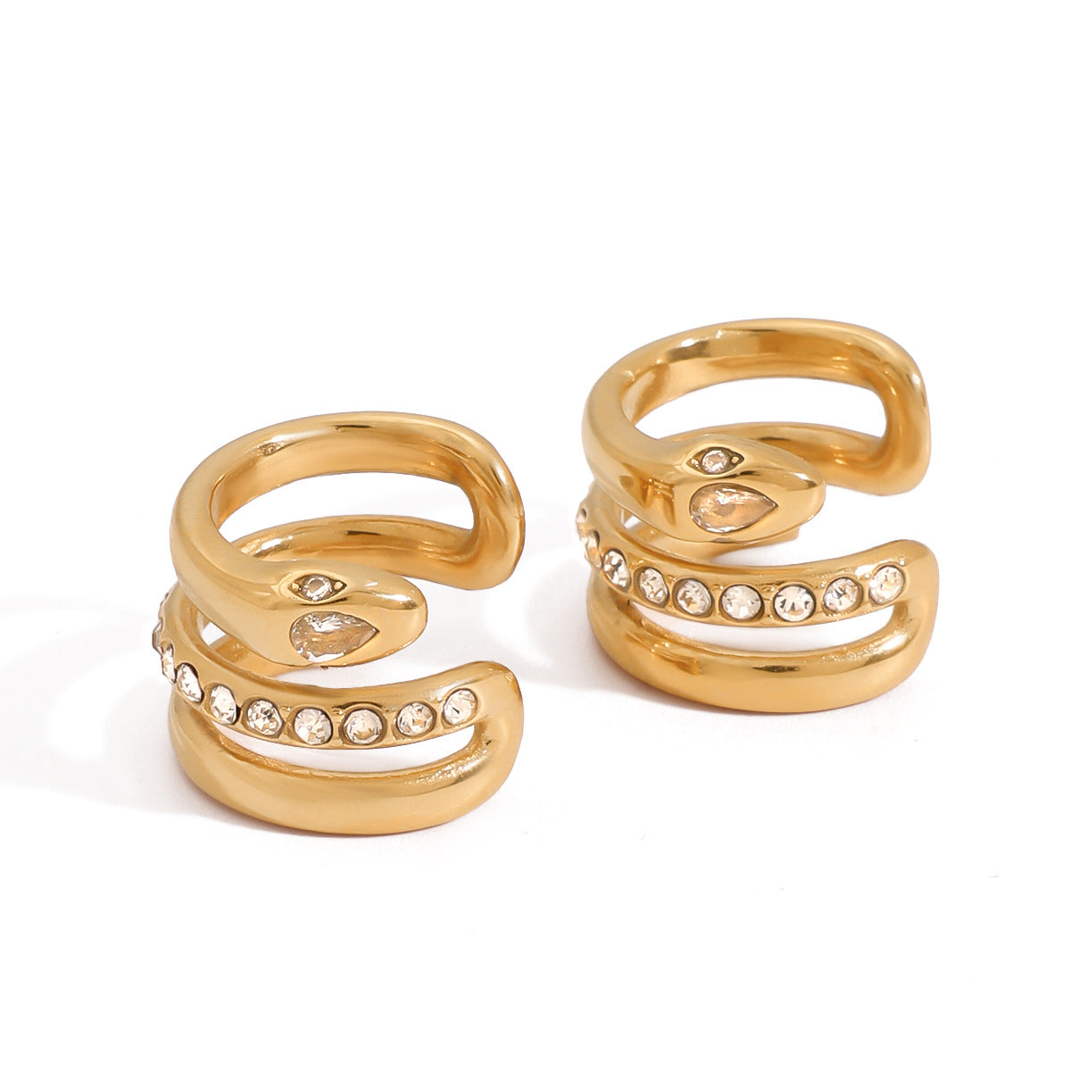 Gold-accented ear cuff with crystal detail, 1.07cm hypoallergenic stainless steel no-piercing jewelry | Arza Accessories Australia 4