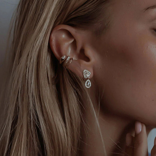 Gold-accented ear cuff with crystal detail, 1.07cm hypoallergenic stainless steel no-piercing jewelry | Arza Accessories Australia 1