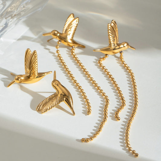 Gold Affordable Earrings for Women Trendy Style for Casual Outfits Yellow Bird Design | Arza Accessories