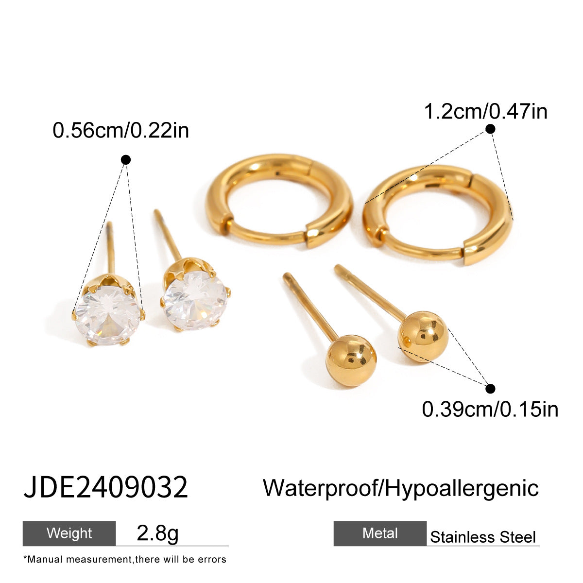 Minimalist gold hoop earrings (1.3cm) for women - lightweight everyday stainless steel jewelry by Arza Accessories 1