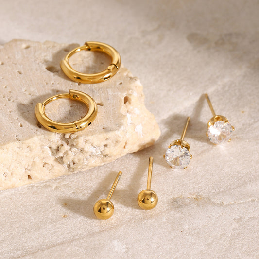 Gold hoop earrings for women with yellow beads, trendy everyday casual style by Arza Accessories 4