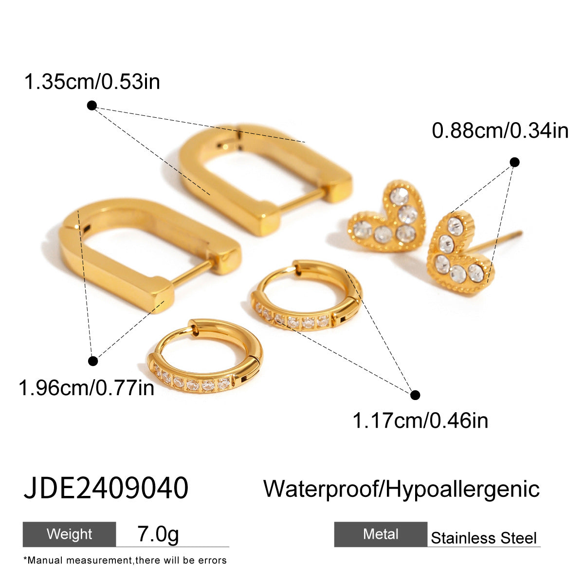 Minimalist gold hoop earrings (1.3cm) for women - lightweight everyday stainless steel jewelry by Arza Accessories 7