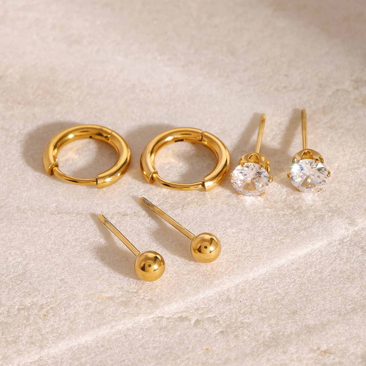 Gold hoop earrings for women with yellow beads, trendy everyday casual style by Arza Accessories 6