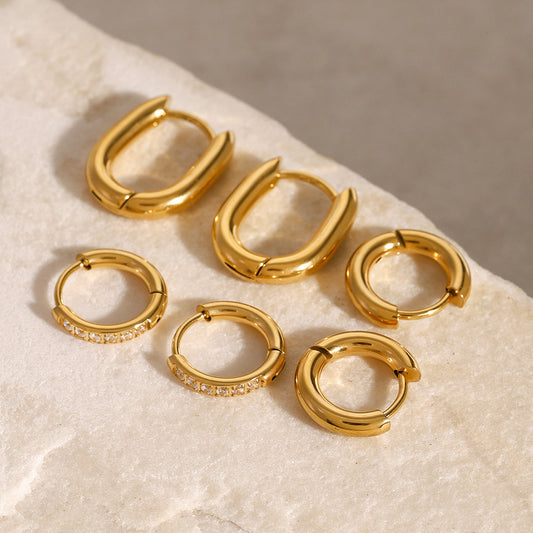 Minimalist gold hoop earrings (1.3cm) for women - lightweight everyday stainless steel jewelry by Arza Accessories