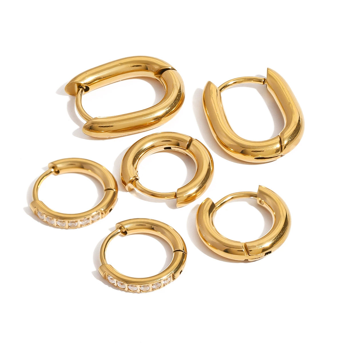 Minimalist gold hoop earrings for women, trendy everyday casual wear, hypoallergenic design by Arza Accessories 4