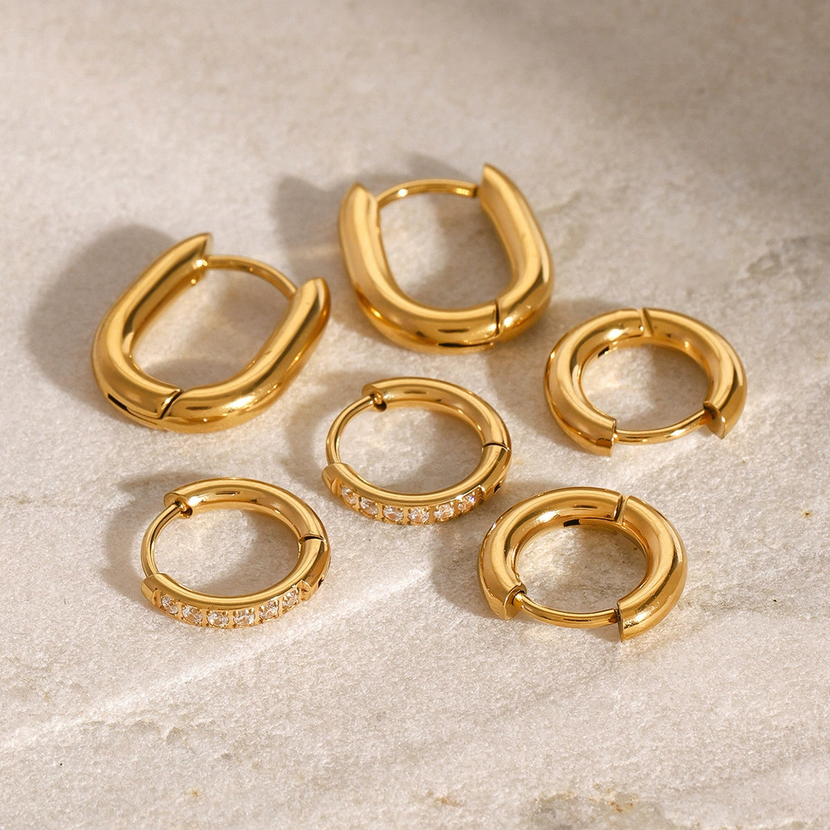 Minimalist gold hoop earrings for women, trendy everyday casual wear, hypoallergenic design by Arza Accessories 5