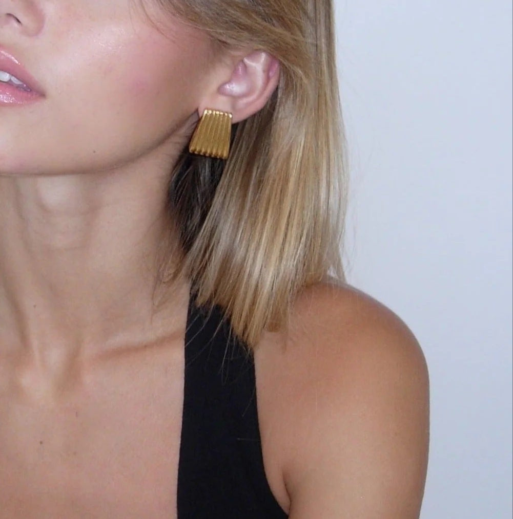 Gold and silver-tone statement earrings (2.78cm) - glamorous two-tone party jewelry for women 1