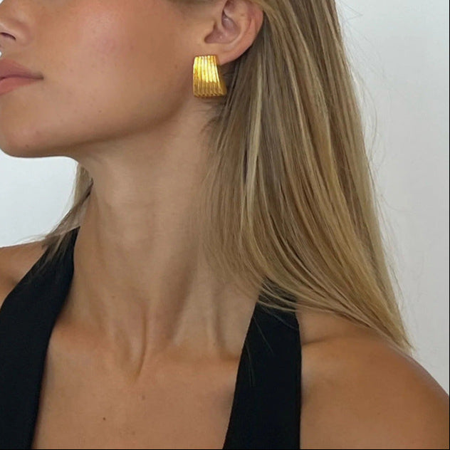 Gold and silver-tone statement earrings (2.78cm) - glamorous two-tone party jewelry for women 3