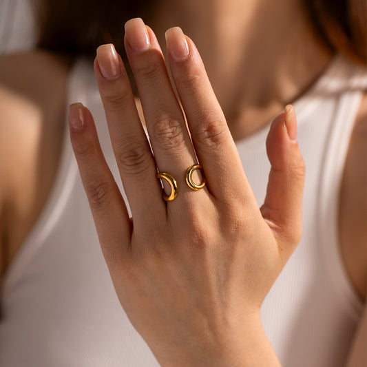 Gold Statement Rings for Everyday Wear – Adjustable Bold Design | Trendy Affordable Jewelry Gift - Arza Accessories