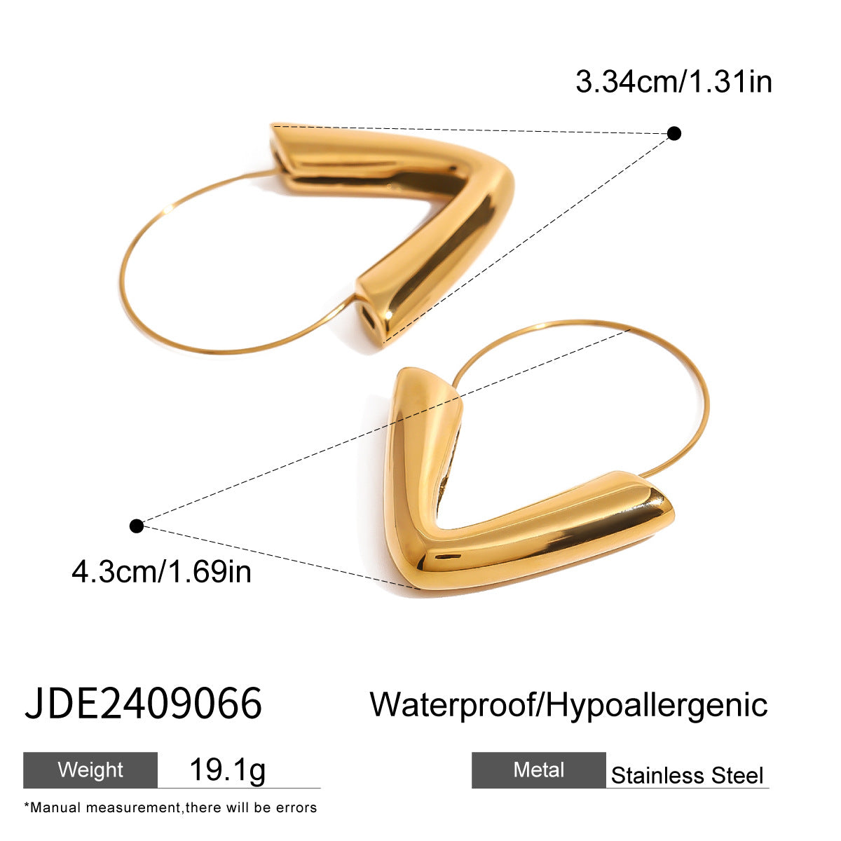 Gold-tone stainless steel arrow hoop earrings, 4.3cm diameter, modern statement jewelry 7