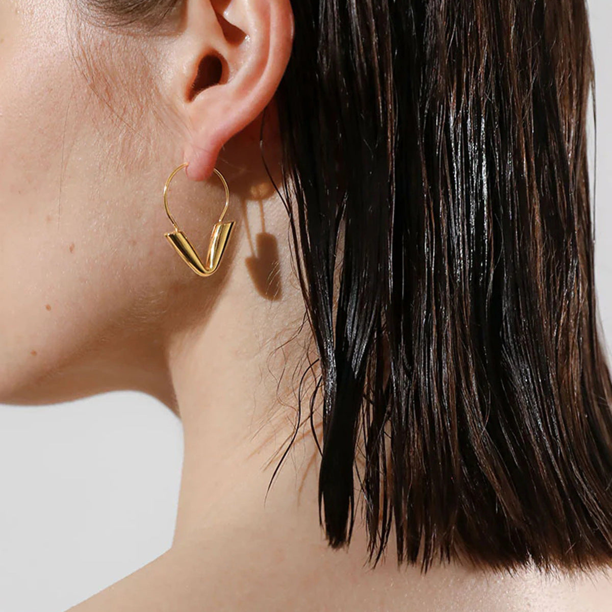 Gold Tone Arrow Hoop Earrings for Women - Affordable Stainless Steel Everyday & Party Jewelry, Lightweight 19.1g Waterproof & Hypoallergenic Statement Earrings _ Arza Accessories