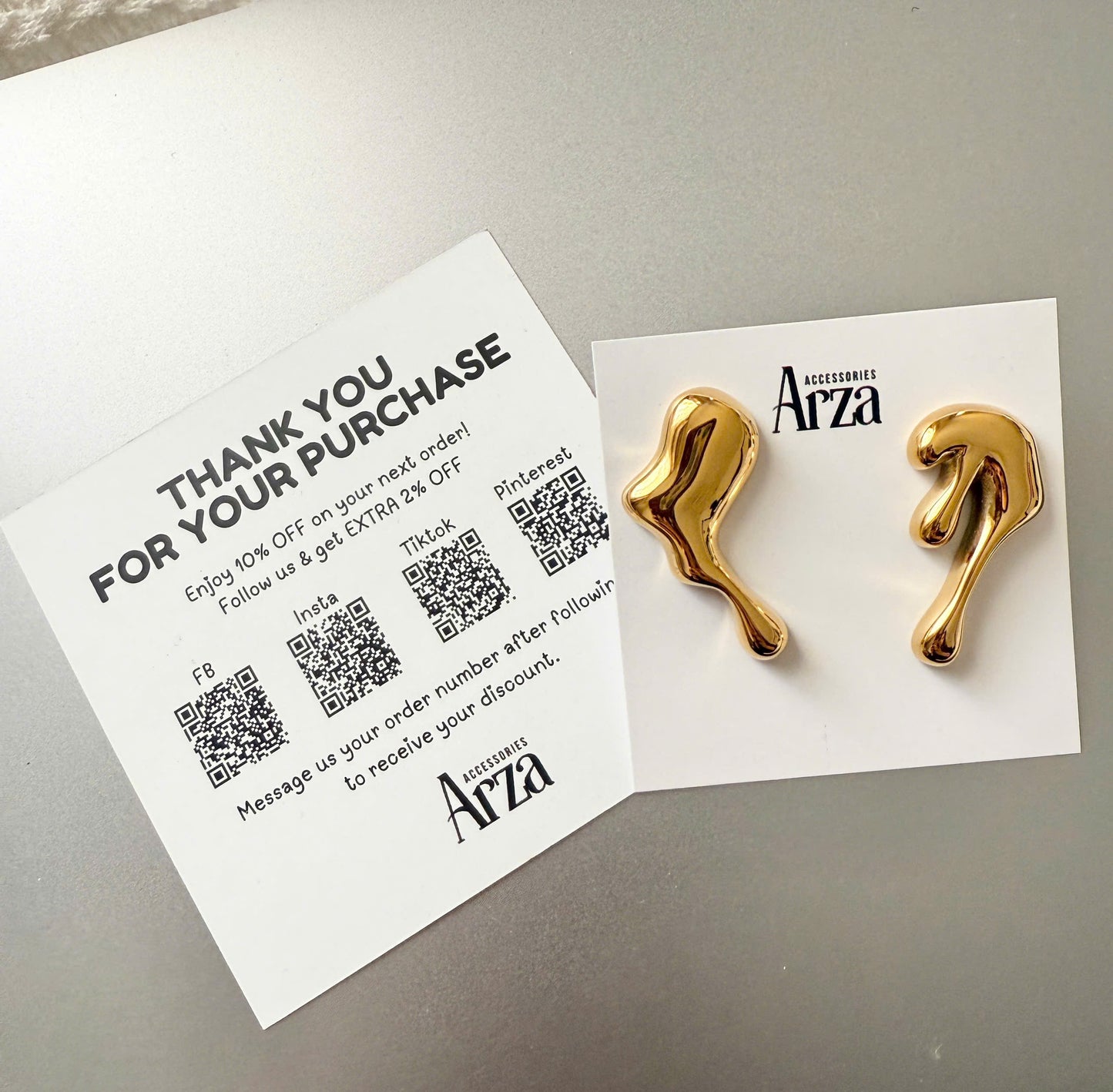 Gold-tone stainless steel asymmetrical huggie earrings, 3.43cm with 2.04cm drop, modern everyday jewelry 114