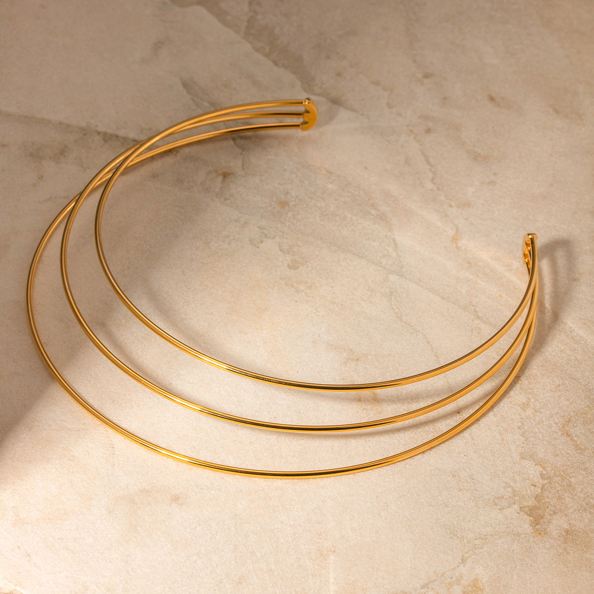 Gold-tone 3-piece layered choker necklace set (11.7cm length, 24.59g) - trendy stainless steel jewelry by Arza Accessories Australia - 2