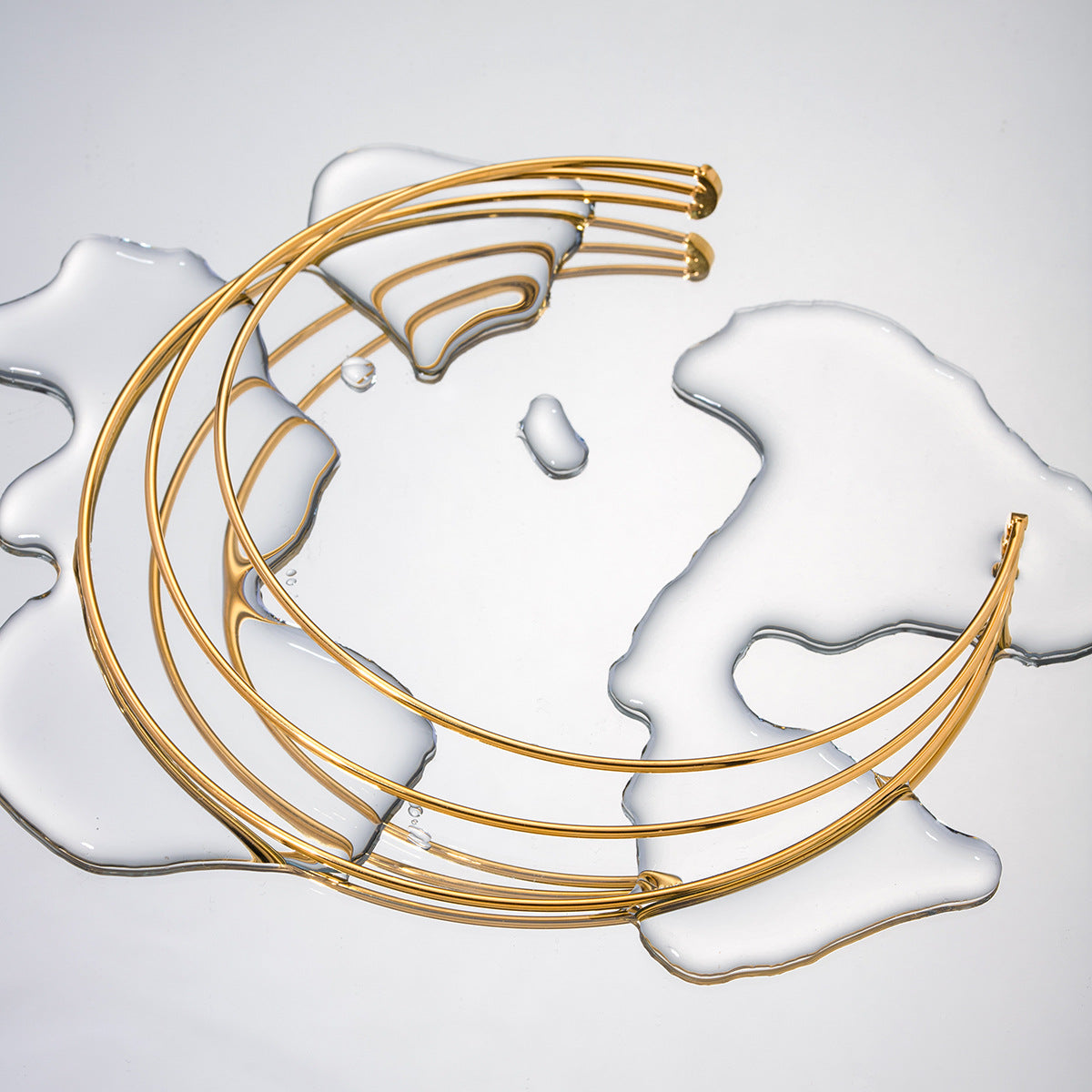 Gold-tone 3-piece layered choker necklace set (11.7cm length, 24.59g) - trendy stainless steel jewelry by Arza Accessories Australia - 7