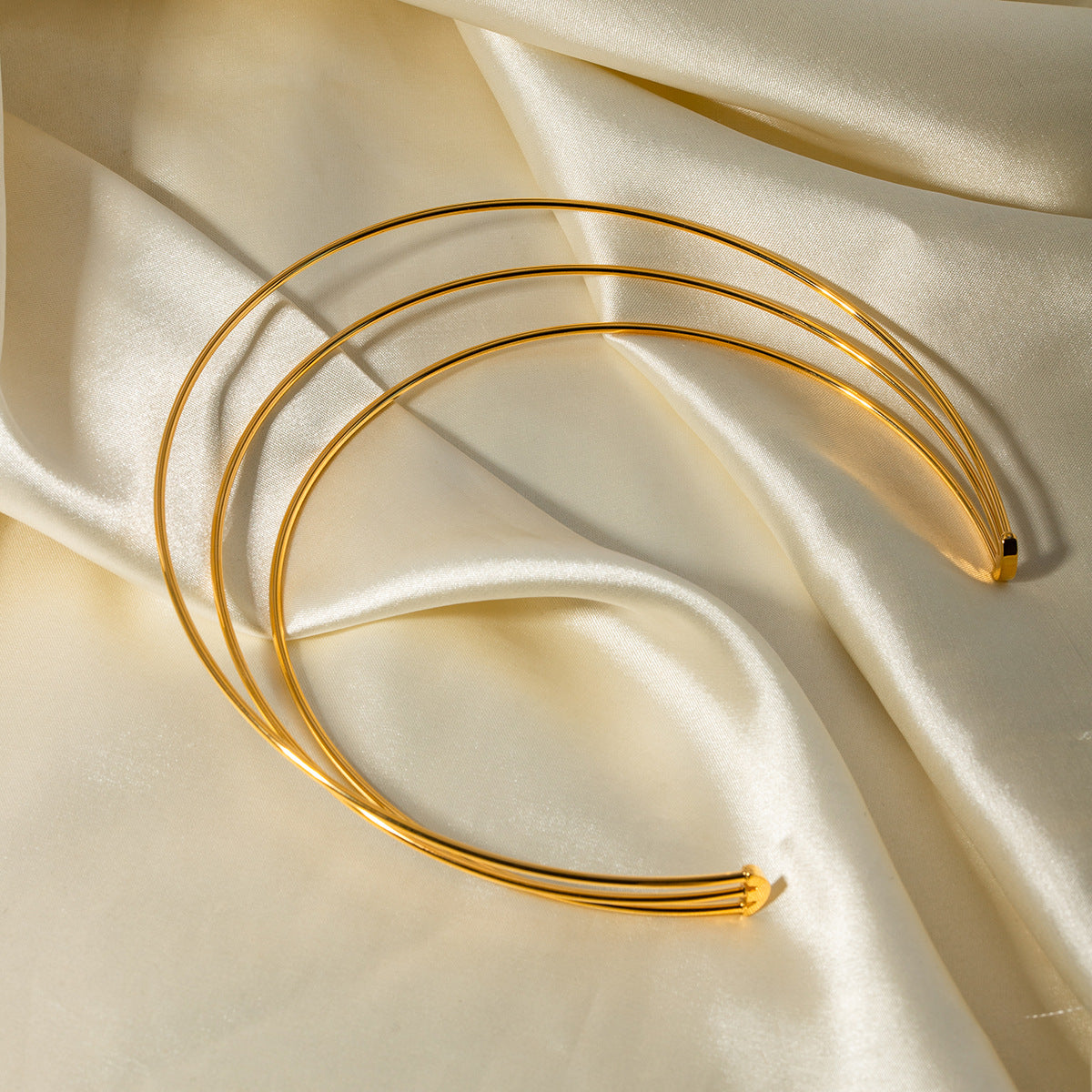 Gold-tone 3-piece layered choker necklace set (11.7cm length, 24.59g) - trendy stainless steel jewelry by Arza Accessories Australia - 9