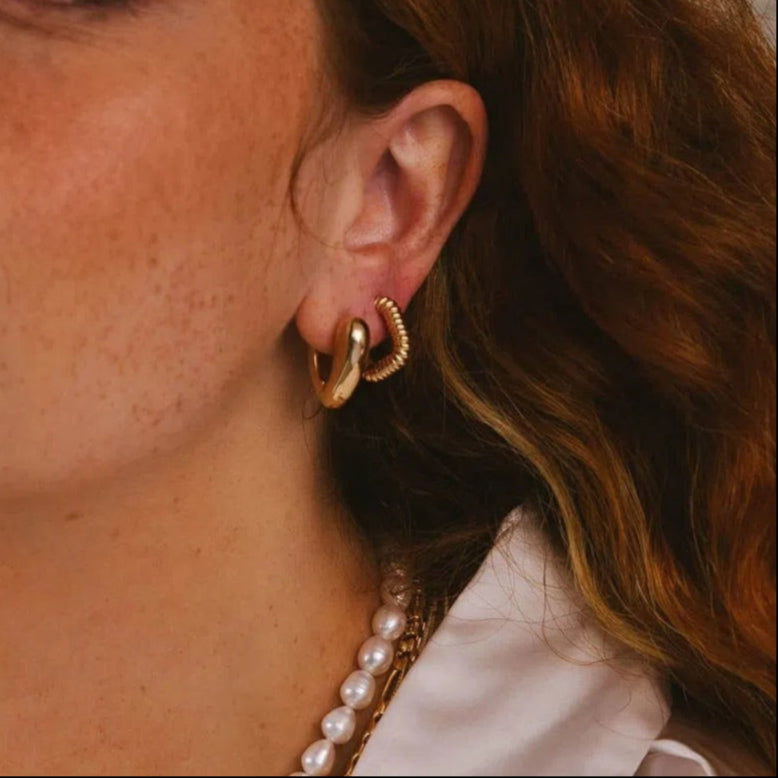 Gold-tone chunky hoop earrings for women – 1.8cm wide, lightweight stainless steel statement jewelry by Arza Accessories Australia 1