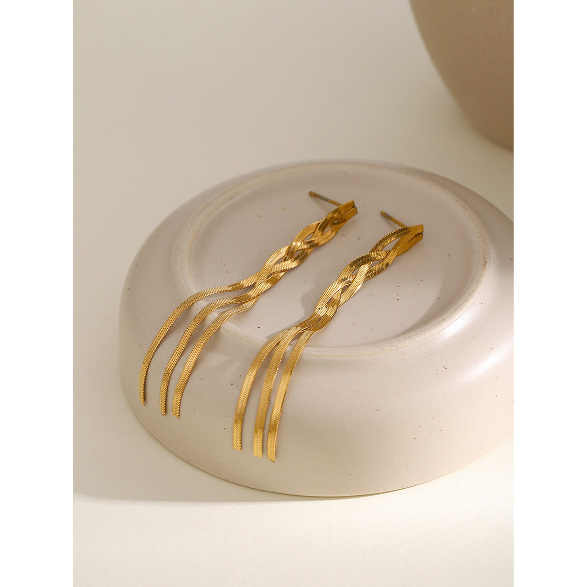 Delicate gold-tone threader earrings (7.11cm) by Arza Accessories - ultra-lightweight waterproof everyday jewelry for sensitive ears 14
