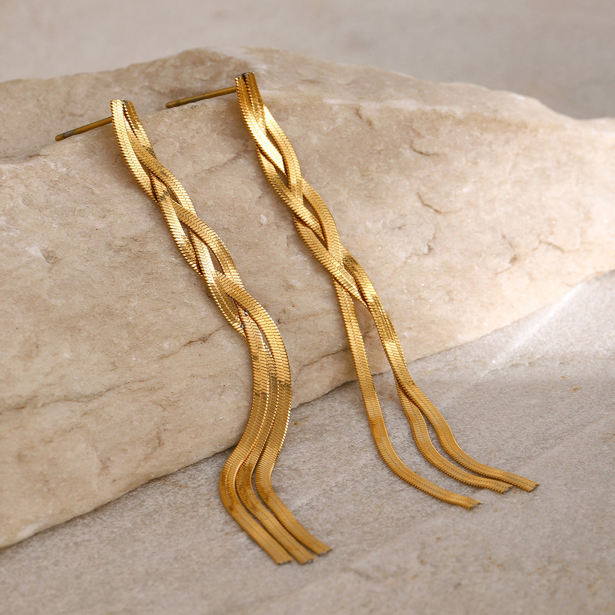 Delicate gold-tone threader earrings (7.11cm) by Arza Accessories - ultra-lightweight waterproof everyday jewelry for sensitive ears 16