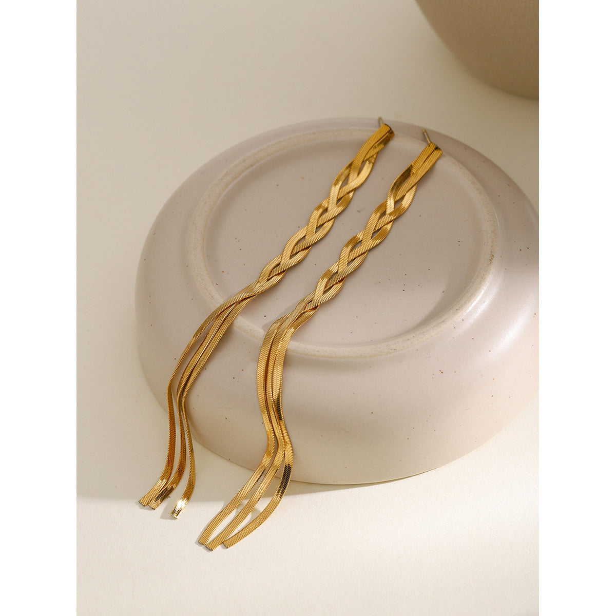Delicate gold-tone threader earrings (7.11cm) by Arza Accessories - ultra-lightweight waterproof everyday jewelry for sensitive ears 18