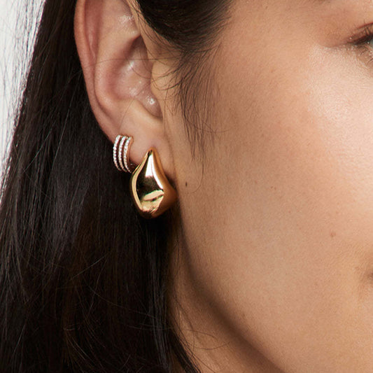 Gold-tone elegant party earrings - 2.06cm luxury stainless steel dangling statement jewelry for women | Arza Accessories 