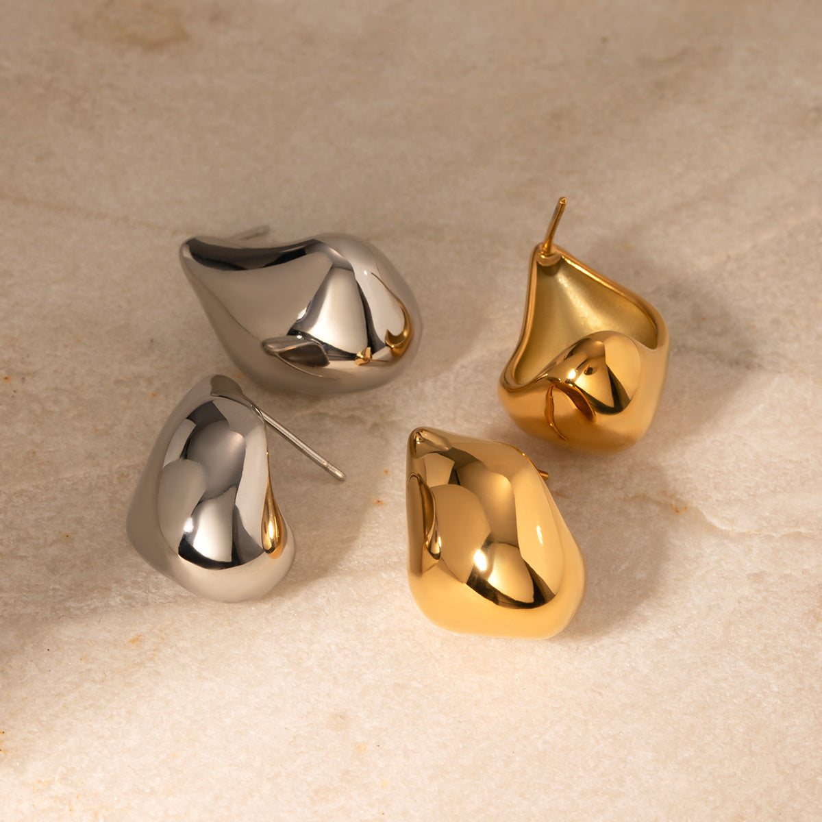 Gold-tone elegant party earrings - 2.06cm luxury stainless steel dangling statement jewelry for women | Arza Accessories 7