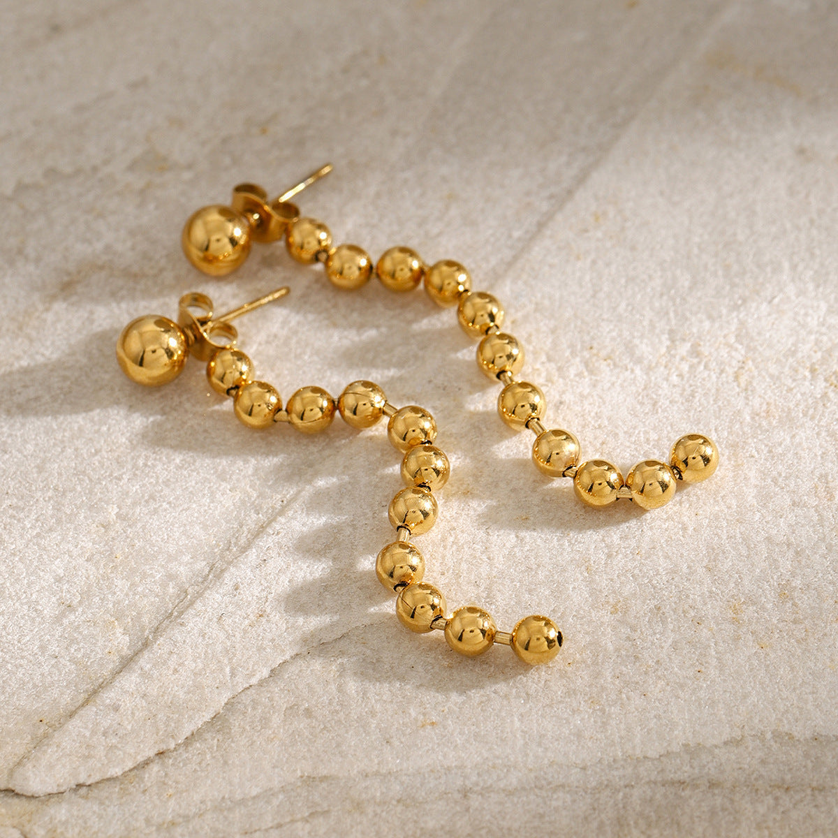 Gold-tone delicate threader earrings (6.7cm length, 0.6mm width) - feminine stainless steel dangling jewelry 10