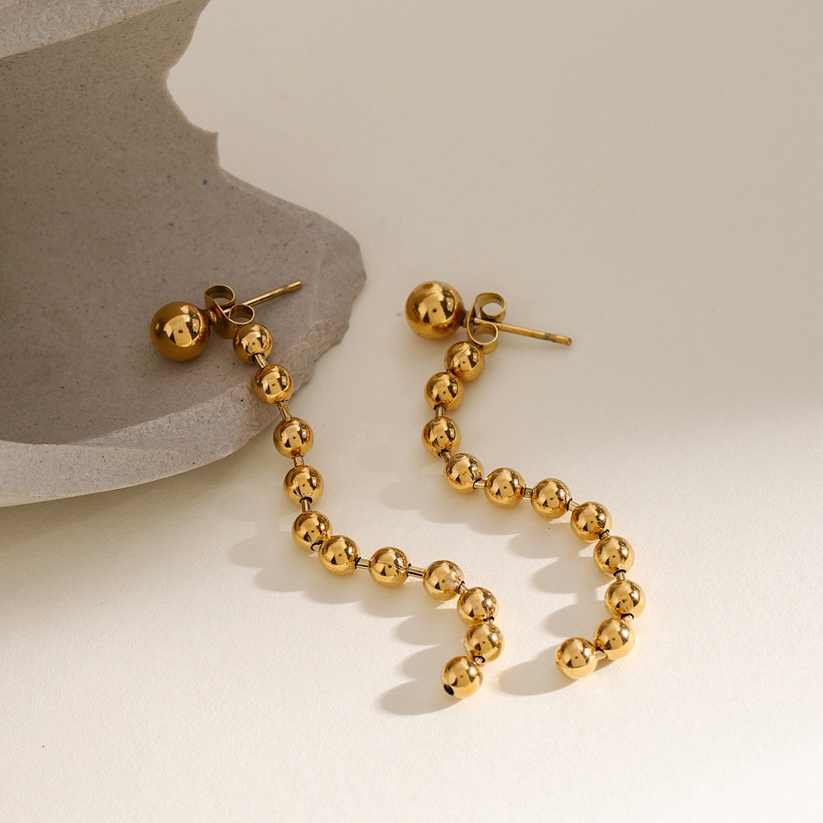 Gold-tone delicate threader earrings (6.7cm length, 0.6mm width) - feminine stainless steel dangling jewelry 4