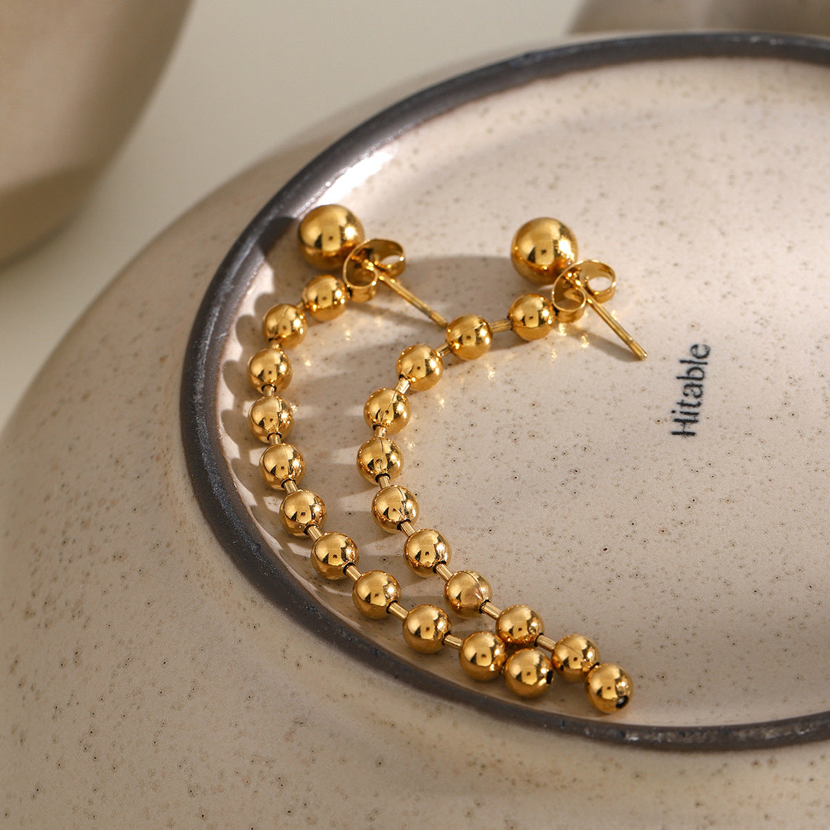 Gold-tone delicate threader earrings (6.7cm length, 0.6mm width) - feminine stainless steel dangling jewelry 5