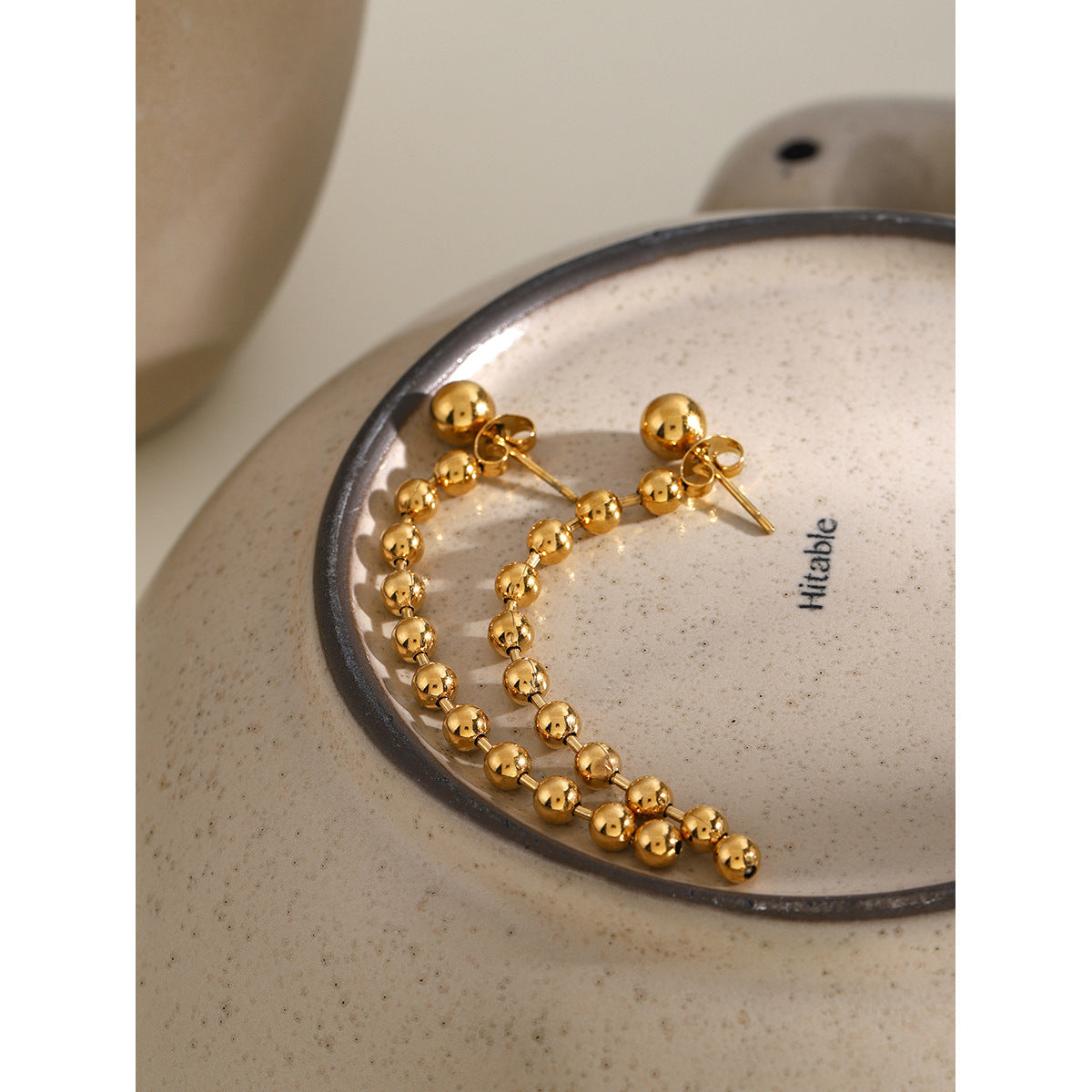 Gold-tone delicate threader earrings (6.7cm length, 0.6mm width) - feminine stainless steel dangling jewelry 6