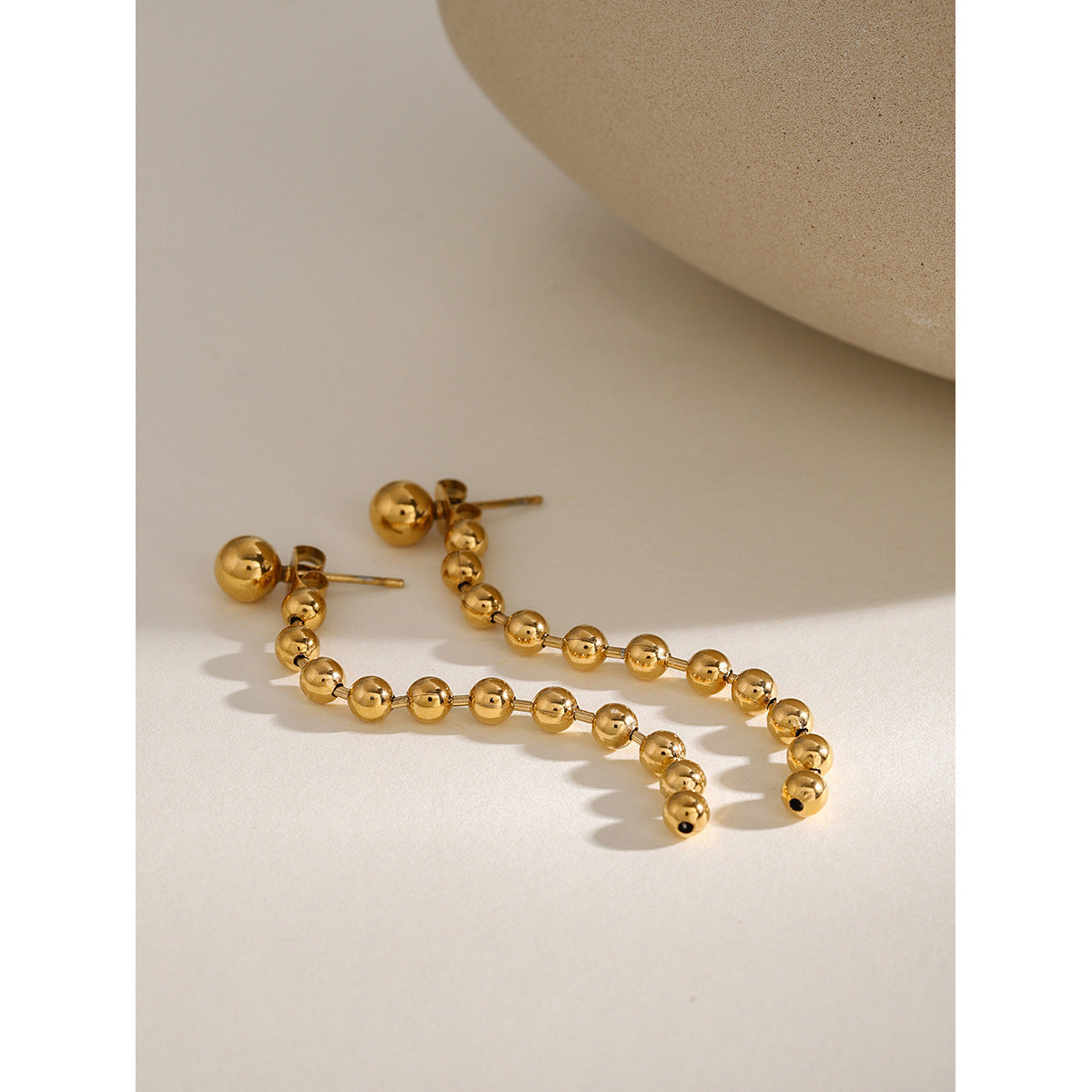 Gold-tone delicate threader earrings (6.7cm length, 0.6mm width) - feminine stainless steel dangling jewelry 8