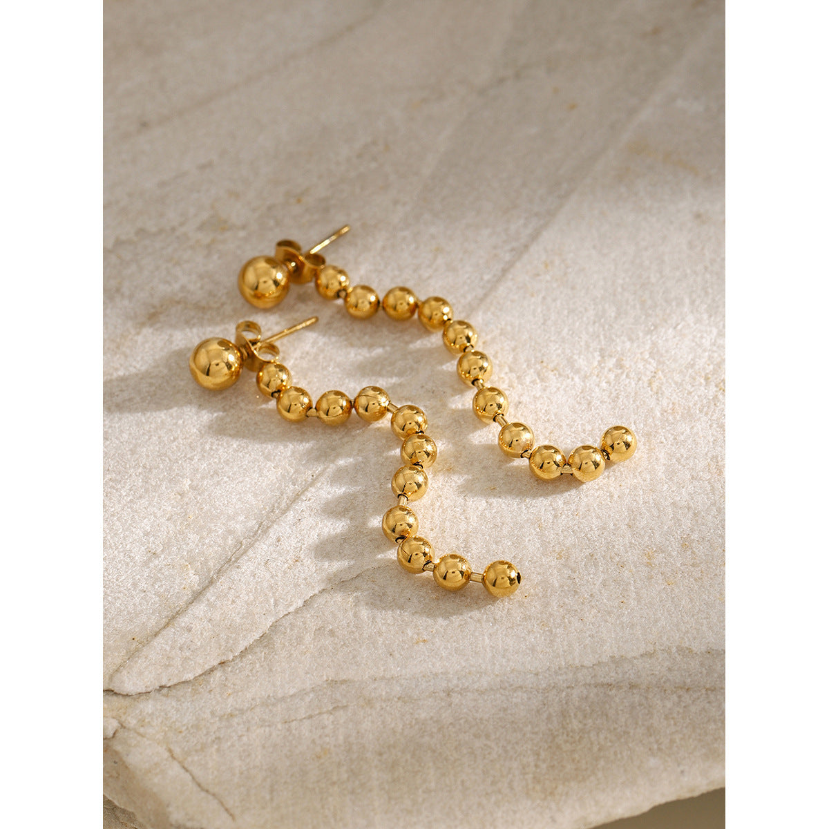 Gold-tone delicate threader earrings (6.7cm length, 0.6mm width) - feminine stainless steel dangling jewelry 9