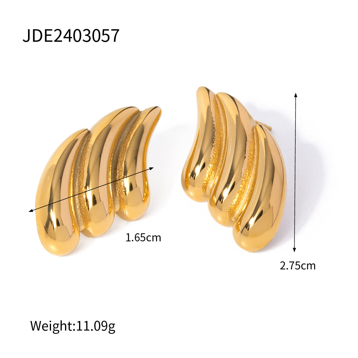 Trendy gold-tone glamorous hoop earrings (2.75cm) in stainless steel by Arza Accessories - perfect party statement jewelry for special occasions 7