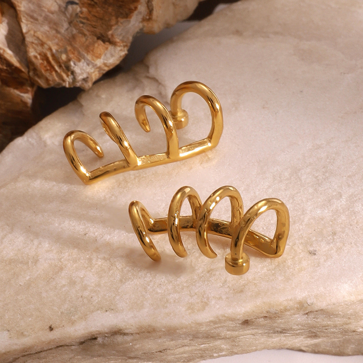 Gold-tone minimalist drop earrings for women – 2.26cm lightweight stainless steel, hypoallergenic & waterproof | Arza Accessories 4