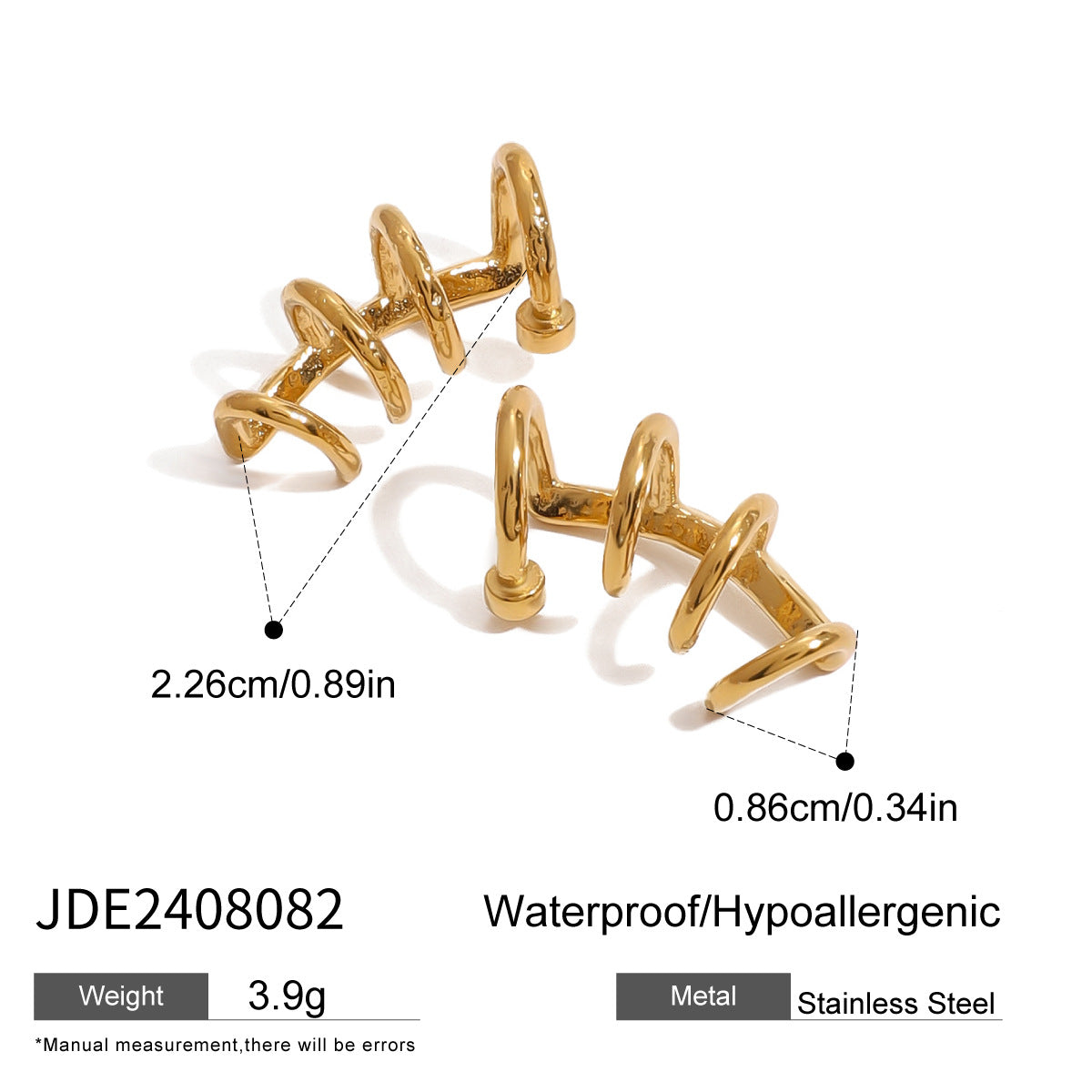 Gold-tone minimalist drop earrings for women – 2.26cm lightweight stainless steel, hypoallergenic & waterproof | Arza Accessories 3
