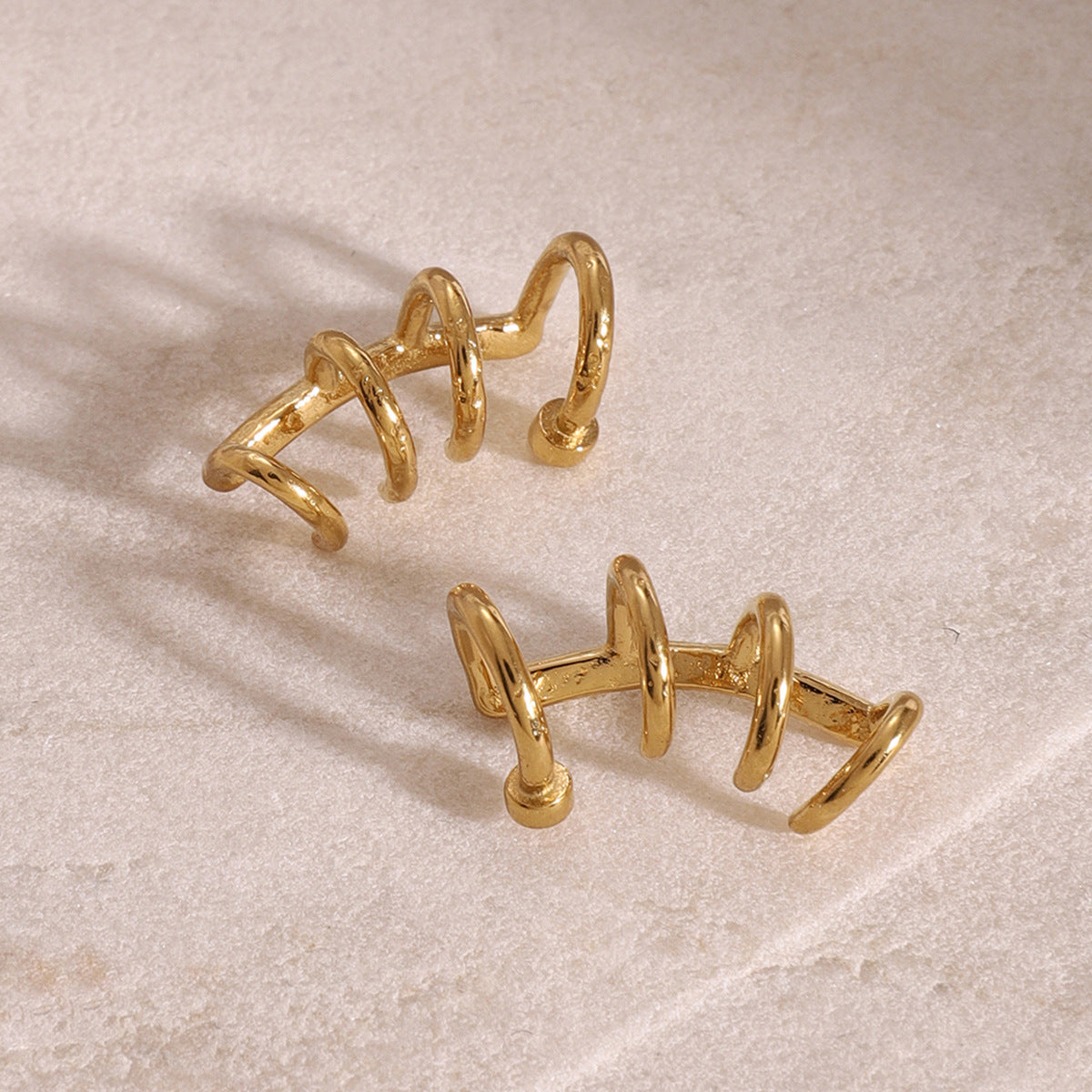 Gold-tone minimalist drop earrings for women – 2.26cm lightweight stainless steel, hypoallergenic & waterproof | Arza Accessories 2