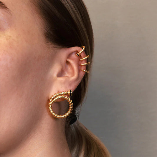 Gold-tone minimalist drop earrings for women – 2.26cm lightweight stainless steel, hypoallergenic & waterproof | Arza Accessories