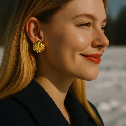 Gold-tone slim stainless steel huggie earrings, 2.2cm diameter, minimalist everyday hoops 48