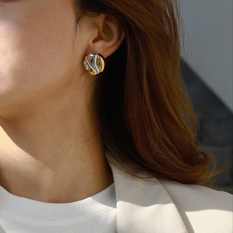 Gold-tone slim stainless steel huggie earrings, 2.2cm diameter, minimalist everyday hoops 4