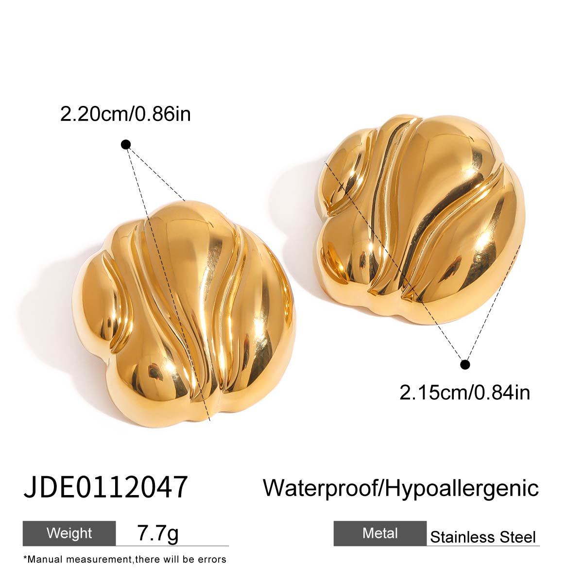 Gold-tone slim stainless steel huggie earrings, 2.2cm diameter, minimalist everyday hoops 5